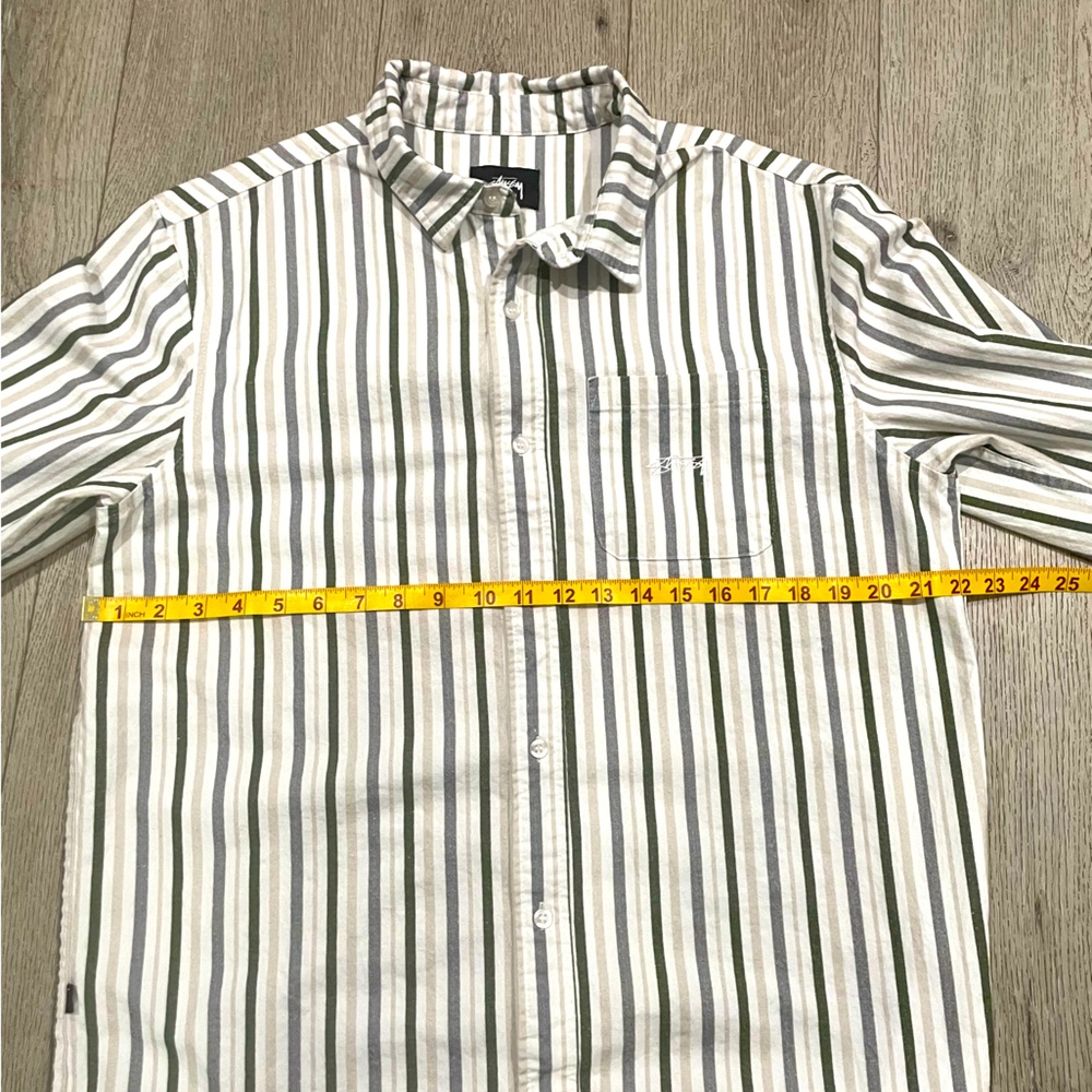 Stussy oversized striped button up 100% cotton mens small fits a XL - Picture 9 of 11